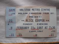 Alice Cooper Ticket Stub for February 23 . 1987 Metro Centre