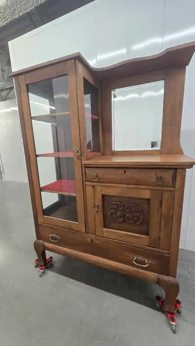 Vintage Antique Style Side-by-Side Display Cabinet Hutch, View more