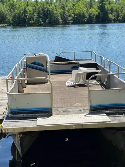 Pontoon Boat with a 25 Hp motor Trailer has new tires bearings winch
