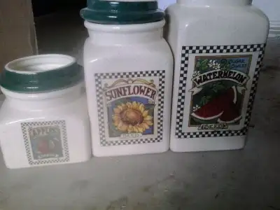 Set of 3 ceramic storage jars, View more