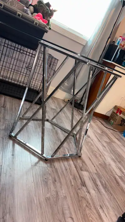 GLASS & CHROME DINING TABLE (EXCELLENT PRE-OWNED CONDITION), View more