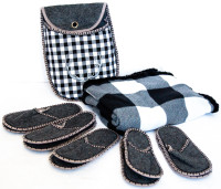 NEW Blanket & Slipper Set with Storage Pouch