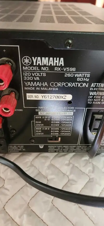 Yamaha RX-V596 AV Receiver, View more
