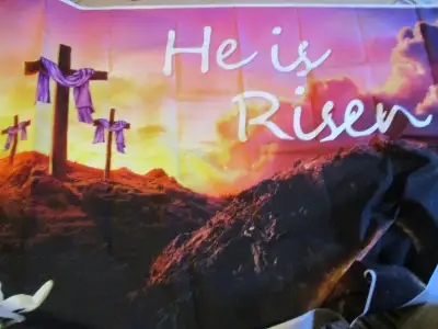 NEW LARGE EASTER 'HE IS RISEN' BANNER WATERPROOF FOR INSIDE/OUT, View more