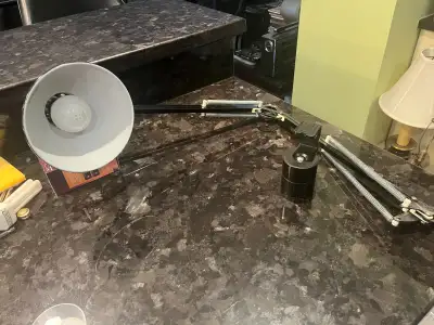 Work shop must:  Black desk lamp clamps to desk edge, View more