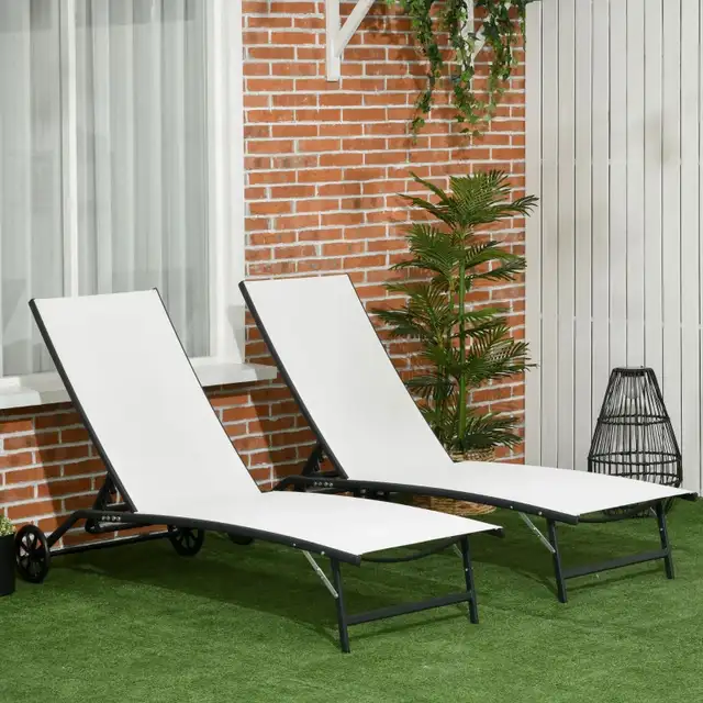  Lounge Chair with Wheels, 5-Level Adjustable Backrest for Garde in Patio & Garden Furniture in Markham / York Region - Image 7