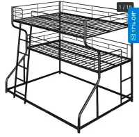 Metal Triple Bunk Bed, Full XL Over Twin XL Over Queen Size