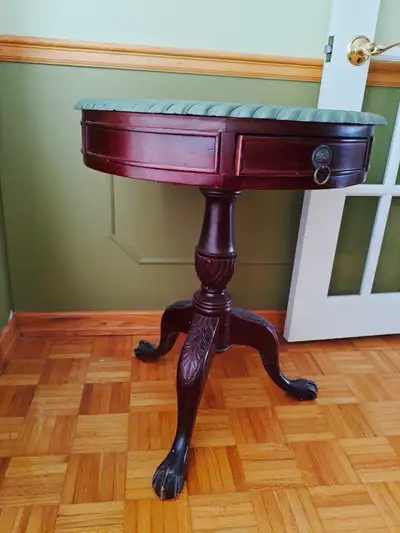 Round Drum Side Table with Drawer and Claw Feet – Newmarket, View more
