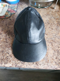 BLK LEATHER BALL CAP ONE SIZE FITS ALL  $5.00 