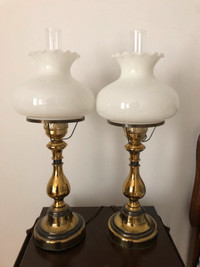 Vintage Milk Glass Lamps (2)