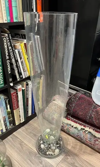 Glass vase, at the floor, View more