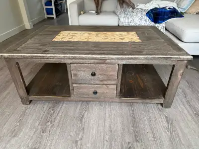 Rustic solid wood coffee table, View more