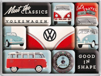autos vintage Volkswagen Ensemble de 9 aimants à frigo Nostalgic