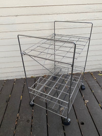 Folding Stainless Steel Wire Rack Mobile Storage Unit_$70