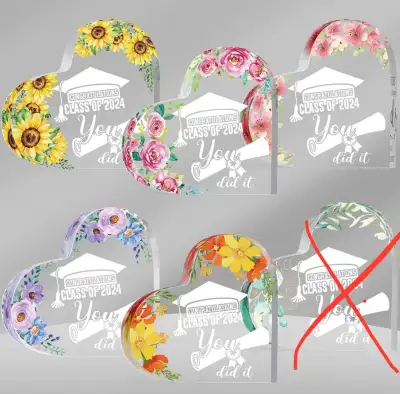 5 Pcs 2024 Graduation Gifts  Acrylic Heart Paperweight Decoratio, View more