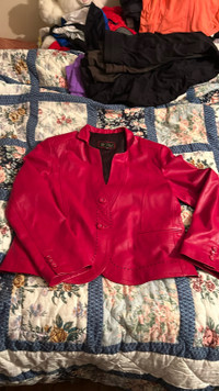 Vintage red soft lamb skin leather jacket, Sz 50