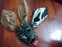 Various baseball gloves