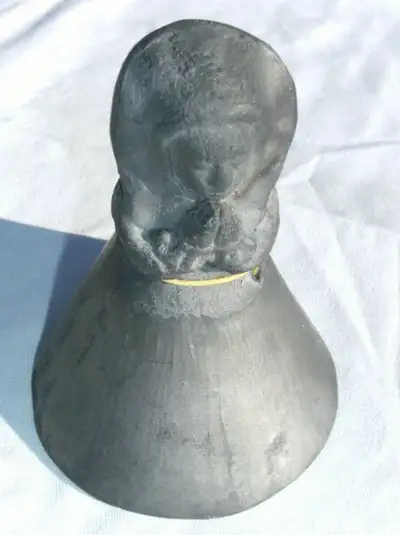 ANTIQUE Mexican "Angel" Bell; Black; Nice Ring too! (Hand-Made) (Obviously) This Working Bell rings...