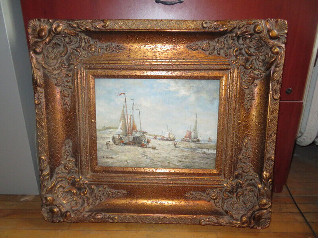 Peinture huile sur bois avec scène 'marine', signé: P. Edvinson dans Art et objets de collection  à Longueuil/Rive Sud - Image 2