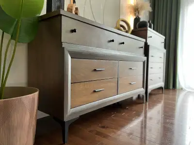 Vintage MCM Wellington Bedroom Set Dresser and Tallboy, View more