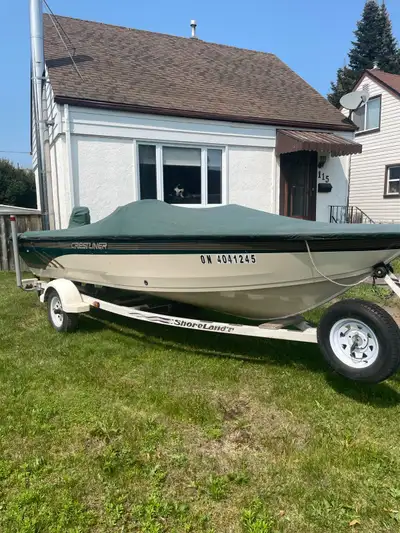 1997 Crestliner 1650 Fish Hawk SC 1997 Evinrude 50 Hp 2-stroke 1997 Shorelander roller trailer Trans...