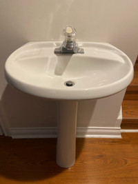 Pedestal Sink with Moen Faucet