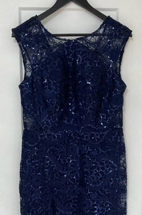 Long dark navy blue dress with sequins