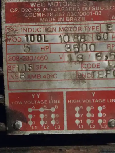Weg 5 horse 3 ph motor Came with my delta table saw. Works great. I don't have 3 ph power. Over 500$...