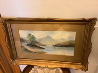 Antique Watercolour Painting by Artist F. Turner