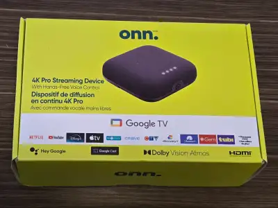Brand New - Onn. 4K PRO Streaming Device with Google TV, View more