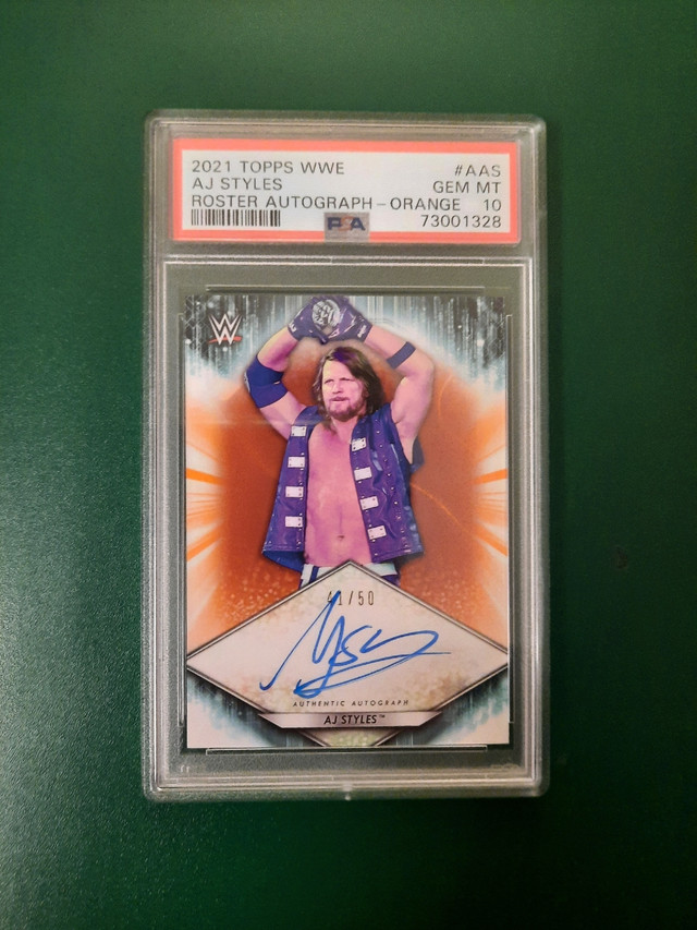AJ Styles Autograph PSA 10 2021 Topps Orange in Arts & Collectibles in City of Halifax