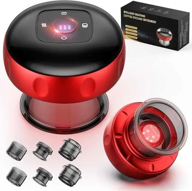 2 Pack Smart Cupping Therapy Massager with Red Light 7-in-1 