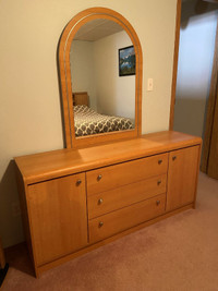 Dresser, mirror & headboard