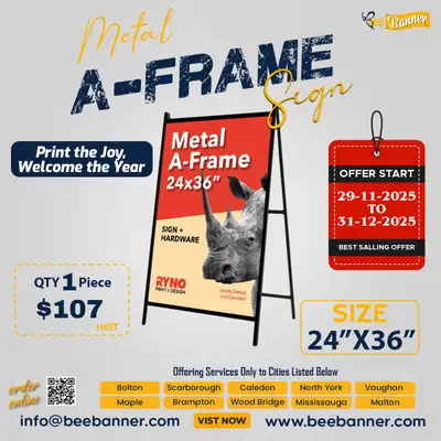 Get your Metal A-Frame Sign (24"x36") at a special autumn discount! Perfect for businesses, promotio...