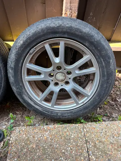 Tires and Rims from a 2005 BMW X3 tires are just about worn out but rims are decent. All four for $1...