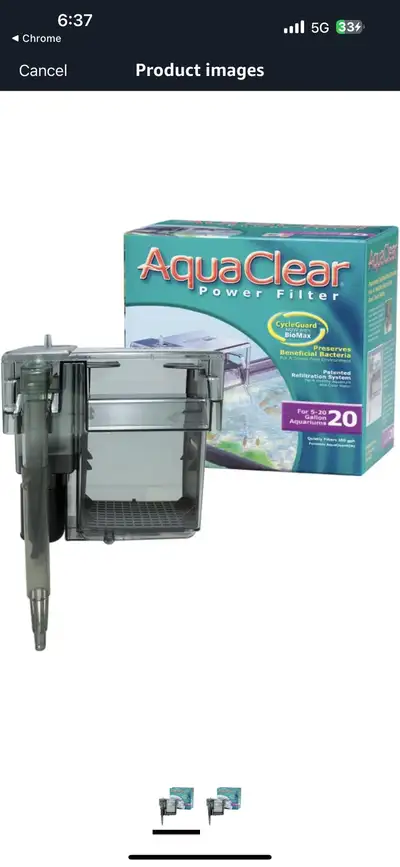 The Aquaclear 20 aquarium filter is designed for 5-20 gallon aquariums and quietly filters 100 gph,...