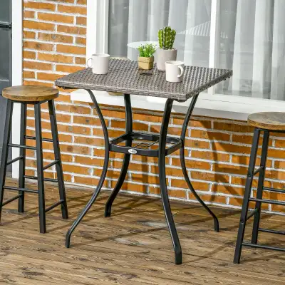 Patio Wicker Dining Table with Umbrella Hole, 34 Inch Outdoor PE, View more