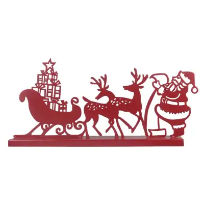 Santa &amp; Reindeer Metal Tabletop Christmas Decor NEW MINT, View more