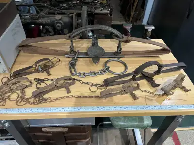 Antique & Vintage traps decor for sale at LeToolman's Antique Tools in Verner. 1.) Blake & Lamb, Haw...