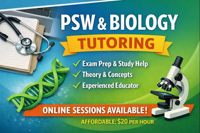TUTOR AVAILABLE - PSW PROGRAM AND BIOLOGY65137378033666120