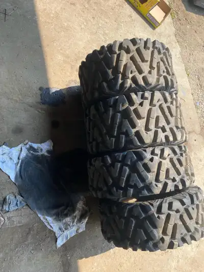 Have a set of atv tires tire size in front is 26x8R14 rears are 26x10R14 . Tires are in good shape l...