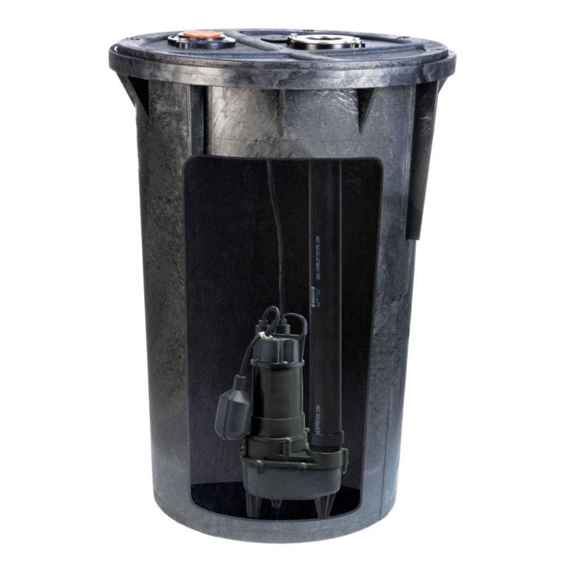 ECOFLO 1/2 HP Sewage Pump Basin System Plumbing, Sinks, Toilets