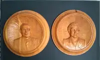 Art Populaire - Sculptures sur bois - Portraits de couple.