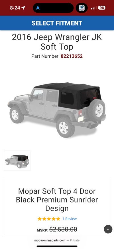 2016 jeep wrangler 4 door unlimited oem premium soft top. Sold the jeep, have the soft top to sell a...