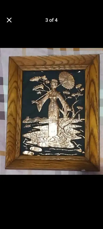 Copper sheet pressed and framed, View more