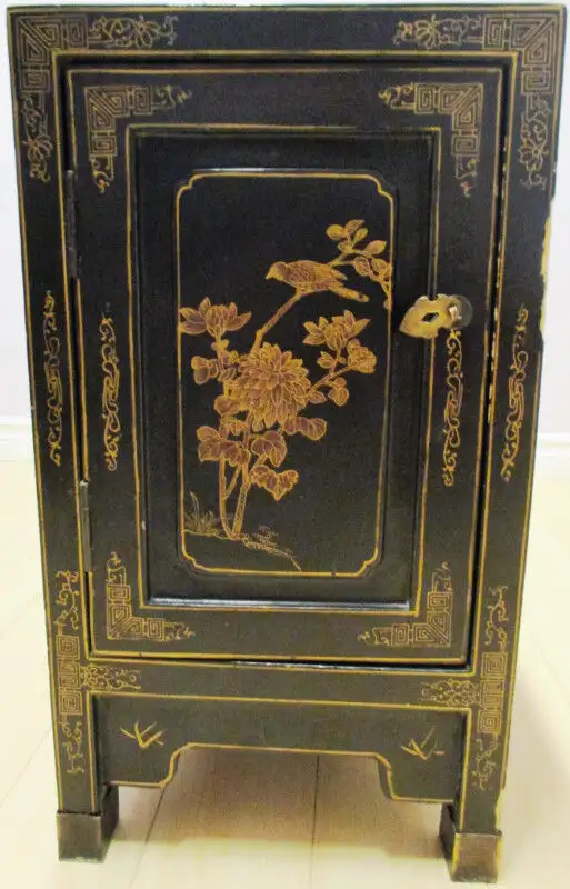 Vintage desk & chair with carved jade inlaid Black Lacquer in Desks in Stratford - Image 8