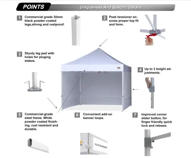 ABCCanopy Commercial Series Canopy w/sidewalls, 10x10, White NEW in Other in Ottawa - Image 4