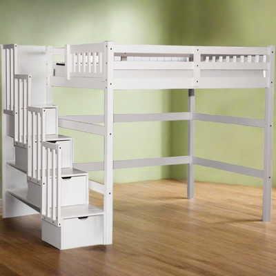 Create a functional bedroom in Edmonton with solid pine stairway bunk beds and loft beds, ideal for...