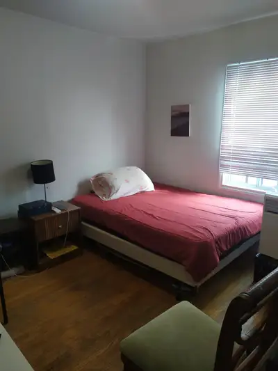 Private furnished room in clean, bright quiet home on second floor. Share bathroom with one person....