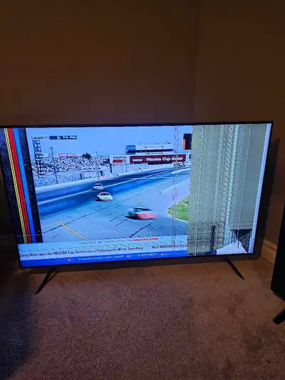 55" TVs, Samsung 4K Smart TV (cracked screen), View more